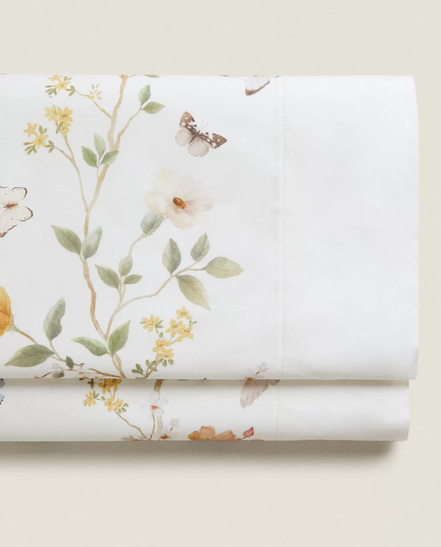 ZARA Home Folhas Planas<Lencol Superior Com Estampa De Flores E Borboletas