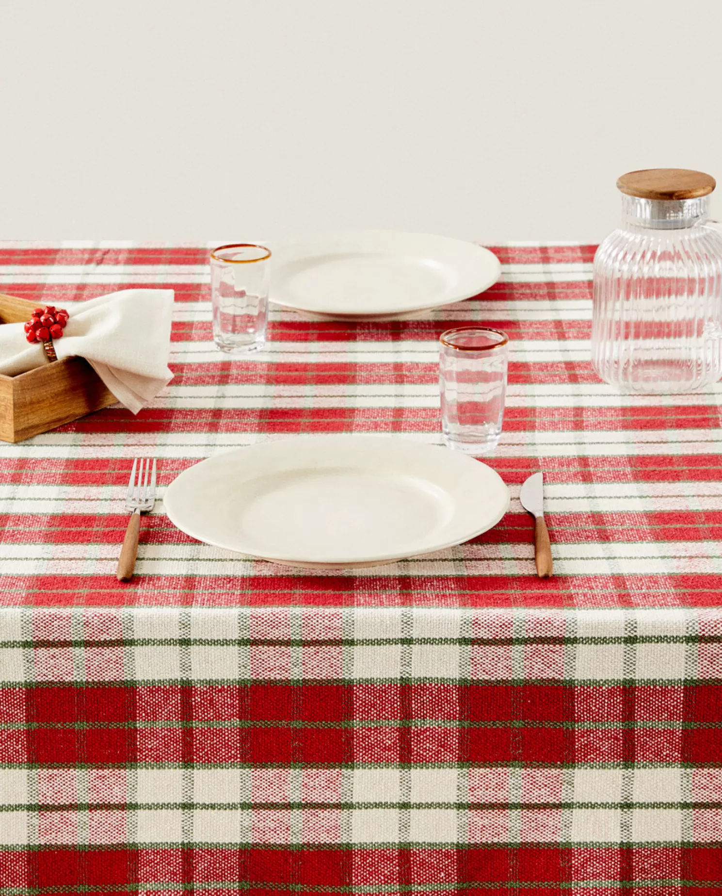 ZARA Home Jantar<Toalha De Mesa De Algodao Tartan De Natal